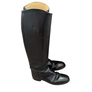 Marlborough Black Equestrian Tall Riding Boots Made in England Women US Size 5.5